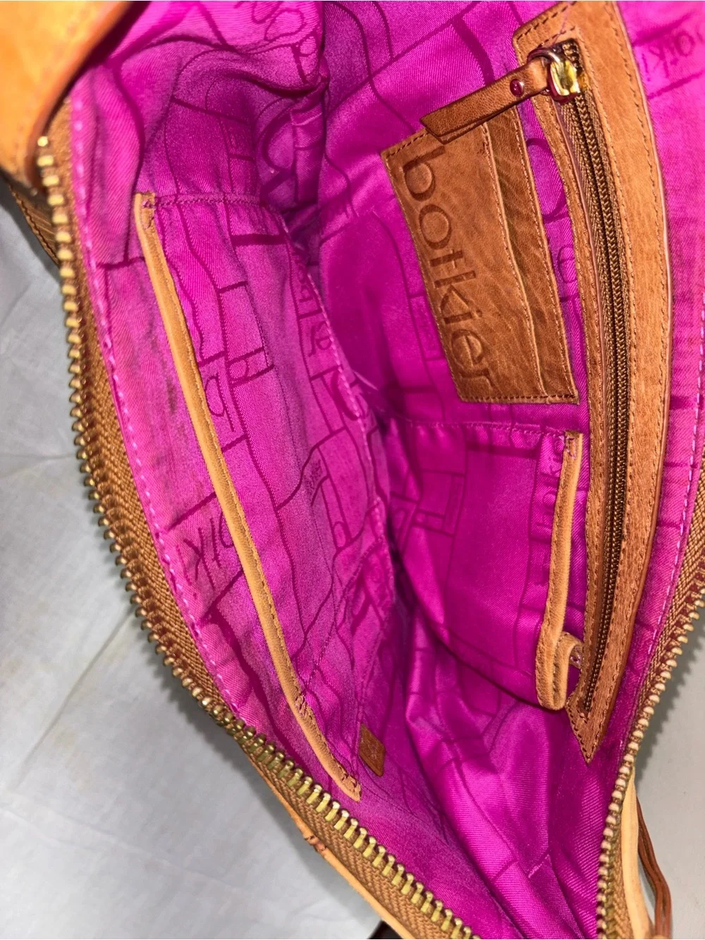 Botkier Tan Leather Crescent Hobo with Tassel Zips